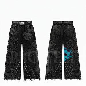 Pantalones Deportivos Anchos de Lona Personalizados con Diseño de Arte Callejero, Estampado con Transferencia Térmica de Estrellas, 100% Algodón, Secado Rápido y Transpirables - Product Image 3