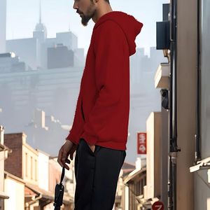 Sweat à capuche pour homme en coton mélangé de qualité supérieure, ultra doux, en molleton brossé - Product Image 4