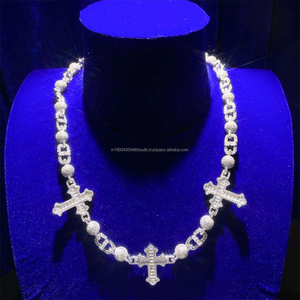 Élégante chaîne à maillons croisés en argent sterling 925 avec diamants moissanite, bijoux de luxe hip-hop pour la vente en gros - Product Image 1