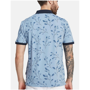 เสื้อโปโลผู้ชายสีฟ้าอ่อนพิมพ์ลายดอกไม้แขนสั้นผ้าฝ้ายอ็อกซ์ฟอร์ดลำลองระบายอากาศได้ดีทรงปกติ - Product Image 2