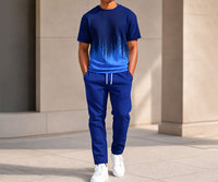 Conjunto Deportivo Informal de Verano Unisex, Ligero, de Secado Rápido, de Poliéster, Transpirable, con Cuello Redondo, Camiseta Estampada de Manga Corta y Pantalones Largos
