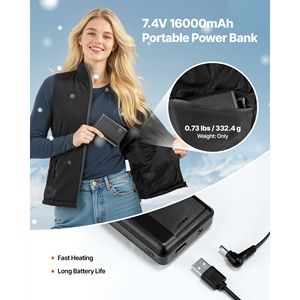 Women's Lightweight Rechargeable Electric <b>Heating</b> Vest 16000 MAh Battery <b>Pack</b> with 6 <b>Heating</b> Zones for Outdoor Winter Sports - Product Image 4
