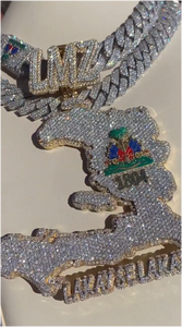 CONCEPTION Colgante de Moissanita con Inicial Chapado en Oro de 14k y Plata 925 para Hombre, Estilo Hip Hop, Fino, Unisex, Clásico, con Mapa de Islandia, para Fiestas - Product Image 4