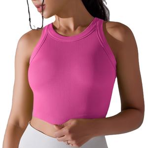 Venta caliente de alta calidad acanalado Yoga chaleco personalizado deportes Jogging Crop Top Fitness Yoga Wear para mujeres Casual Tank Tops de punto - Product Image 2