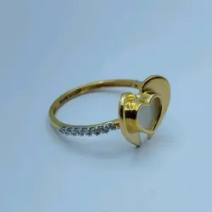 Anillo Romántico de Oro Amarillo de 22K con Diamantes en Forma de Corazón para Mujer, Diseño Elegante de Corazón Abierto, Joyería Fina, Regalo - Product Image 3