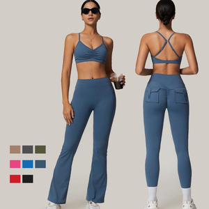 Conjuntos Deportivos de 2 Piezas para Mujer, sin Costuras, de Tela Inteligente, Transpirables, con Camisetas de Yoga y Top Deportivo Ajustado - Product Image 1