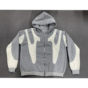 Premium Unisex Custom Distressed <b>Drop</b> Shoulder Hoodie Washed Pullover with Boxy Baggy Applique Embroidery Street Wear Pattern - Product Image 2