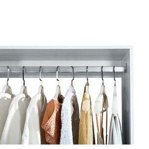 Blanco 63 "W X 15,7" D X 70,8 "H Sistema de armario de madera Gabinete de almacenamiento de 4 cajones 2 rieles colgantes Armario empotrado para ropa - Product Image 3