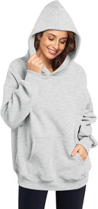Sudadera con capucha extragrande para mujer, de forro polar grueso, estilo pullover, con hombros caídos, corte holgado y bolsillo canguro - Product Image 4