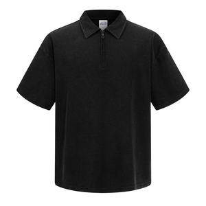 Summer Custom Heavyweight Waffle Knit <b>Down</b> Collar Short Sleeve T-Shirt Vintage Washed Wholesale Casual T-Shirts for Men's - Product Image 3