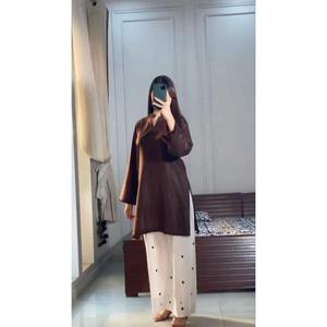 Collection Exclusive Prête-à-Porter Top-Plazzo Salwar Kameez Broderie Entièrement Cousue Coupe Classique Séchage Rapide Style Moderne Pour Fête - Product Image 1