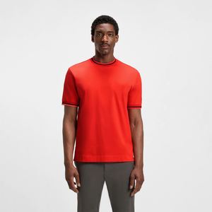 Camiseta de Algodón Roja Premium para Hombre, Manga Corta, Cuello Redondo, Lisa, Cómoda, Transpirable, para Verano - Product Image 1