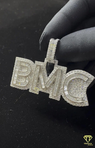 Pendentif personnalisé « BMC » en lettres, collier hip-hop glacé, couleur or ou argent, bijou personnalisé, cadeau - Product Image 3