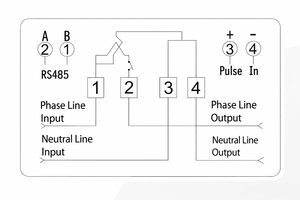 Compteur d'énergie intelligent monophasé 4P sur rail DIN RS485 kWh - Product Image 4