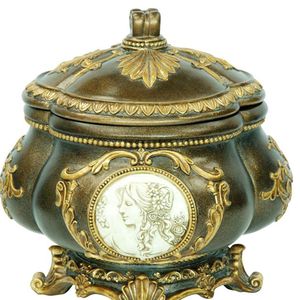 Scatola Portagioie Decorativa Alta 9 Pollici con Finitura Bronzo per una Conservazione Elegante - Product Image 4