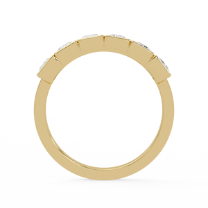 Anillo de compromiso de media eternidad con bisel de esmeralda en oro amarillo de 14K, anillos de boda nupciales con diamantes cultivados en laboratorio, proveedor mayorista - Product Image 4