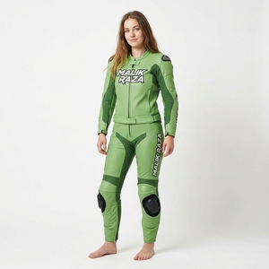 Traje de Motociclismo de Cuero de 2 Piezas Hecho a Medida para Mujer, Cuero Vacuno Genuino, Equipamiento para Motociclista Femenina - Product Image 3