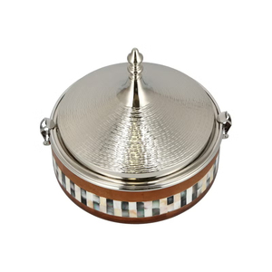 Réchaud/Casserole/Plat à fondue isotherme en acier inoxydable avec bois et nacre pour restaurants, hôtels et usage domestique - Product Image 1