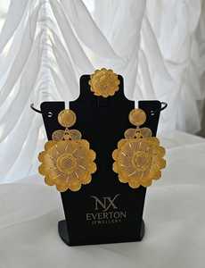 EVERTON Women's Gold Plated Flower <b>Earrings</b> Necklace Set Vintage Wedding Jewelry Alloy Fashion Jewelry Sets - Product Image 4