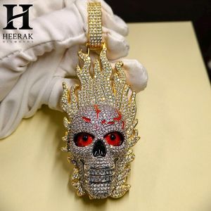 Luxury Flaming <b>Skull</b> Head Pendant with Lab Grown Diamonds Gold Hip Hop Jewellery Manufacturer - Product Image 4