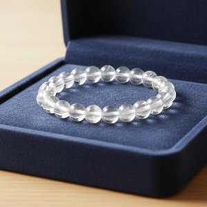 Bracelet en perles de quartz clair, forme sphérique polie, bijoux en cristal écologiques - Product Image 2
