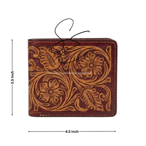 Handcrafted Real Genuine Leather <b>Wallet</b> For Men Maroon Bifold Short <b>Card</b> <b>Holder</b> <b>Wallet</b> with Cash & Bill Slots Cowboy Gifts - Product Image 3