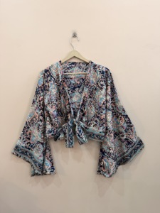 Top Cruzado de Seda 100% con Lazos Delanteros para Mujer, Estilo Vintage, Ecológico, para Verano y Resort - Product Image 3