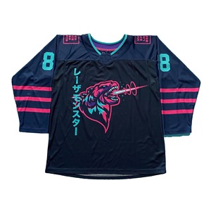 Venta al por Mayor de Camisetas de Hockey sobre Hielo con Cuello Redondo y Cordones, Personalizables con Serigrafía, Uniformes de Práctica de Hockey, 100% Algodón, Logotipo Personalizado - Product Image 4