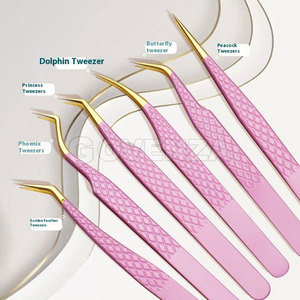แหนบต่อขนตาสแตนเลสแบบมืออาชีพ ปลายไฟเบอร์แม่นยำ เครื่องมือต่อขนตาแบบโค้ง สำหรับต่อขนตาแบบวอลลุ่ม ทนทาน ใช้งานได้นาน - Product Image 2