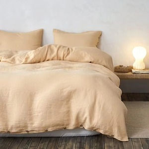 Quilted Linen Comforter Set Solid Gray <b>Bedding</b> with Button Detail Pillow Shams Comforter Sets - Product Image 2