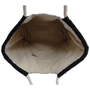 Sac de plage en toile de coton 10 oz, personnalisable, tendance, imprimé rayures, rembourré en EVA, avec poignée intérieure en corde doublée - Product Image 5