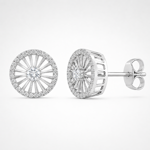 Boucles d'oreilles clous en diamant brillant de 0,50 carat, cultivé en laboratoire, taille Sun Burst, en or massif 14K, plaqué or, certifié IGI, cadeau pour mariage ou fête - Product Image 4