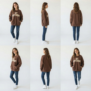 Sweat-shirt à épaules tombantes imprimé en chenille pour femme, vêtement d'hiver épais, 100% coton, pull-over, haut en coton épais 450 GSM - Product Image 6