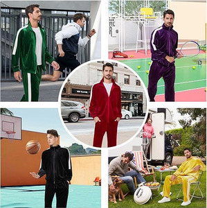 Survêtement pour homme en velours respirant, écologique, coupe ajustée, décontracté et solide, vêtements de performance de haute qualité pour l'entraînement et les loisirs - Product Image 6