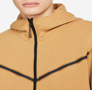 Ensemble de survêtement jaune moutarde à capuche pour homme, fermeture éclair intégrale, couleur unie, vêtements de sport décontractés, 100 % polyester, séchage rapide, respirant, pour le printemps - Product Image 4