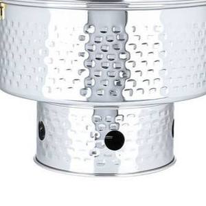 Luxury Round Hammered Stainless Steel Chafing Dish Deep Soup Warmer with Gold Handles Dome Lid <b>Buffet</b> Food <b>Server</b> Single Unit - Product Image 6