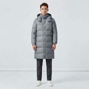Men's Long Winter Quilted Jacket Warm Padded Coat Full Sleeve Stand Collar Side <b>Zip</b> Pockets Custom Apparel Reasonable Price - Product Image 4