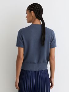 Cardigan pour homme à manches courtes en laine grossière et acrylique, couleur unie, respirant, avec boutons recouverts, coupe classique, idéal pour l'hiver - Product Image 2