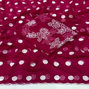 VASTRA COTTAGE Saree de Diseñador de Georgette Suave Premium con Blusa de Hilo con Puntos, Colección de Diseñador de Tela Pura - Product Image 4