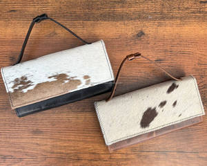 Nouvelle vente chaude Designer en cuir de vachette véritable pochette sac à main pochette portefeuille cheveux noirs sur cacher portefeuilles en cuir cadeau pour les femmes - Product Image 4