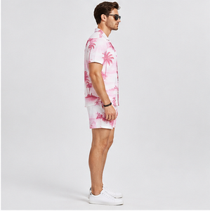 Chemises de plage hawaïennes personnalisées pour hommes, imprimées de motifs floraux, à manches courtes, boutonnées, vêtements de plage décontractés pour les vacances tropicales, vente en gros - Product Image 3
