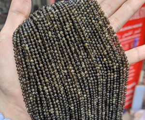 Perles en obsidienne dorée facettées en cristal naturel de 3 mm pour la fabrication de bijoux DIY - Product Image 1