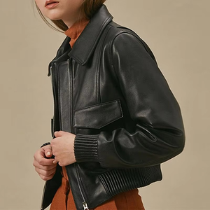 Chaqueta de Béisbol Corta de Cuero Sintético para Mujer, Diseño Moderno, Ajustada, Cortavientos, Estilo Urbano, Chaqueta Bomber para Motocicleta - Product Image 4