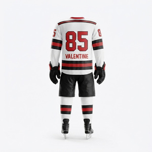 Ensemble d'uniformes de hockey sur glace personnalisés par sublimation, maillot et pantalon unisexe pour adulte, sans manches, extensible dans les quatre sens, anti-humidité, élastique, sport - Product Image 2