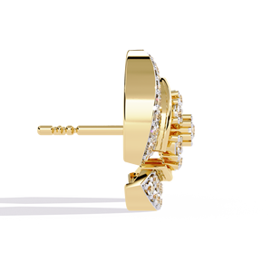 ต่างหูเม็ดเดี่ยวสีทอง14K พร้อมเม็ดกลมเพชรเย็นสำหรับปลูกในห้องปฏิบัติการเครื่องประดับวิจิตรวิดพื้นด้านหลัง-สำหรับสีขาวโรสทองคำขาวของขวัญที่สมบูรณ์แบบ - Product Image 2