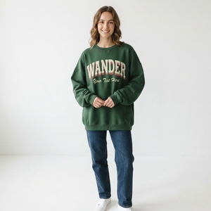เสื้อสเวตเชิ้ตคอกลมโอเวอร์ไซส์สำหรับผู้หญิง พิมพ์ลายตัวอักษร ผ้าฝ้ายผสมใยไผ่ ถักทอสำหรับใส่ในฤดูใบไม้ร่วง แขนเสื้อปกติ โลโก้ด้านหน้า - Product Image 3