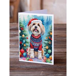 Paquete de tarjetas de felicitación de Navidad de Terrier tibetano caprichoso 8 tarjetas de notas de tamaño A7 en blanco 5x7 con sobres - Product Image 2