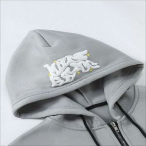 Sweat-shirt à capuche zippé en coton épais pour homme, brodé, coupe oversize, style streetwear, collection automne, vente en gros - Product Image 5