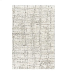 พรมขนสัตว์ทอมือลายตารางสีเบจกลาง สำหรับตกแต่งห้องนั่งเล่นและสำนักงาน หนา 0.55 นิ้ว - Product Image 1