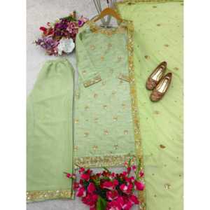 ชุดปาร์ตี้ของผู้หญิงสวยๆเสื้อปักลายพลาสโซและ dupatta - Product Image 1
